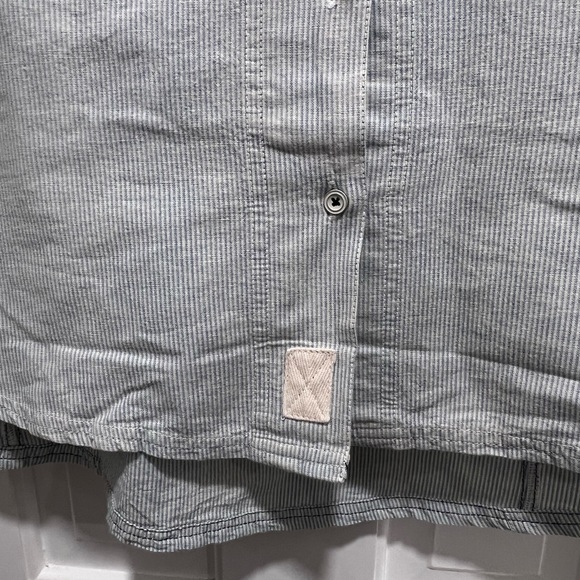 NWT Free People Cardiff Indigo Railroad Stripe Oversized Shirt/Jacket - Picture 11 of 15